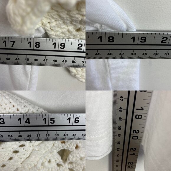 NEW Sea New York Crochet Puff Sleeve White T-Shirt Size Small Tee Shopbop Boho S - Picture 10 of 12